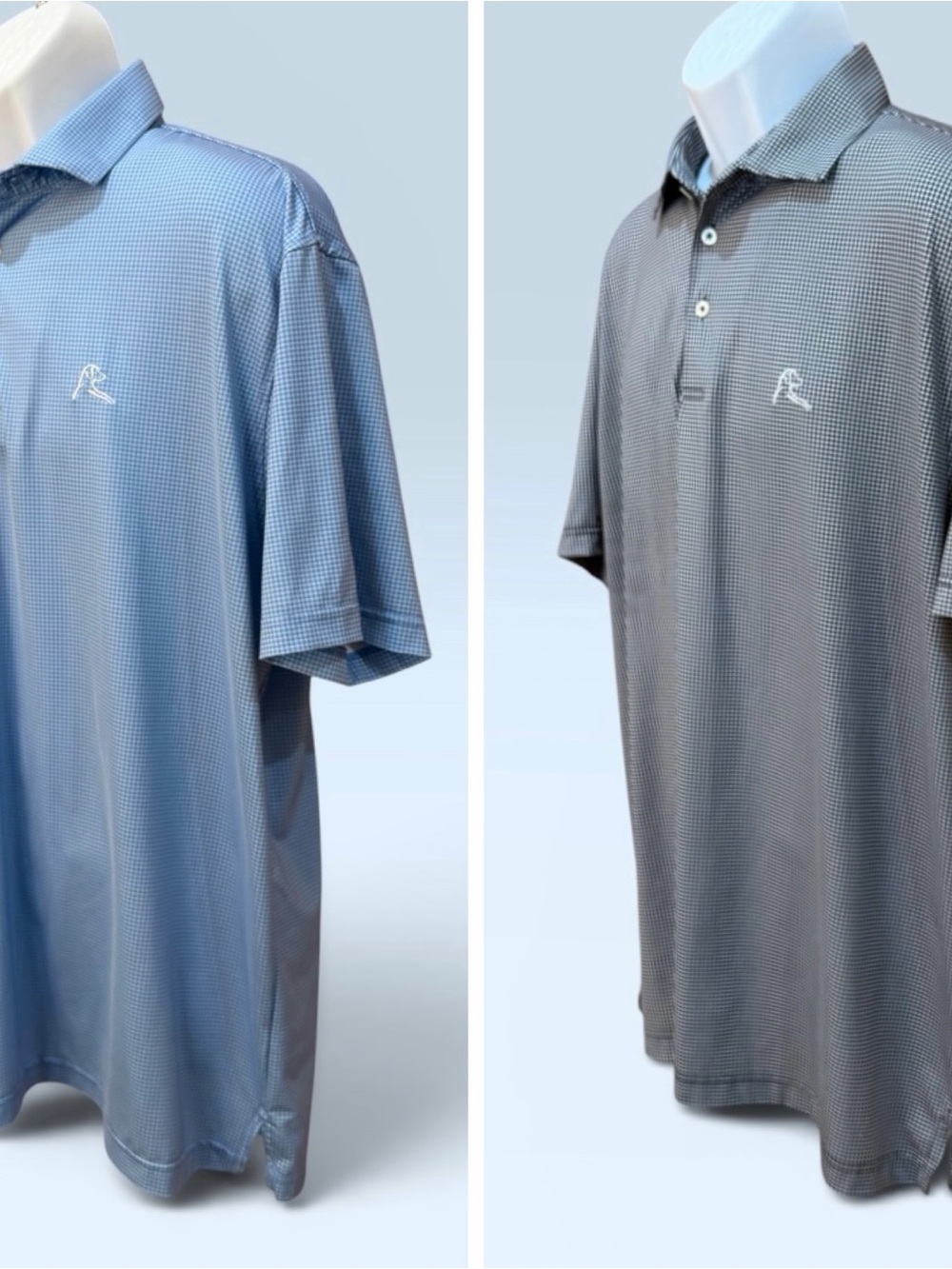 2 Rhoback Houndstooth Golf Polo Shirts Size XL! Black & Blue! - Picture 3 of 7